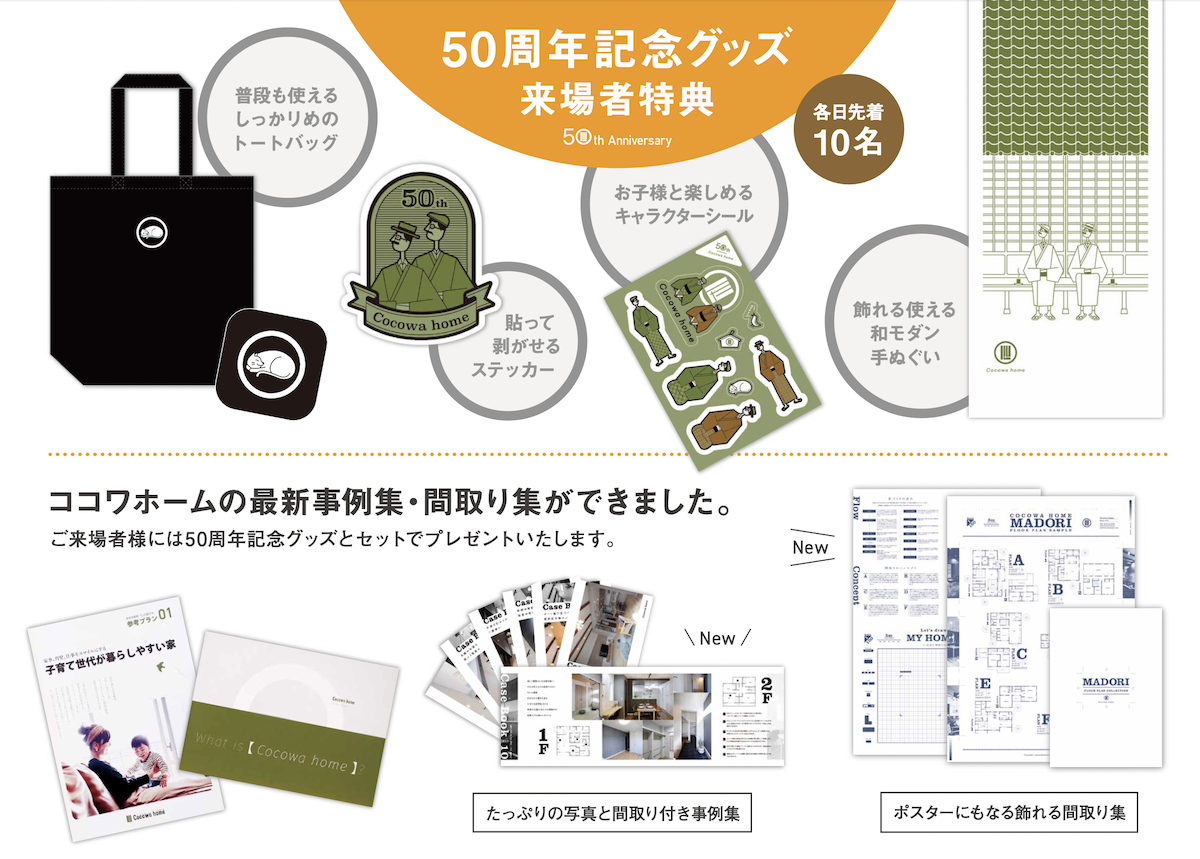 ココワホーム50周年記念グッズ